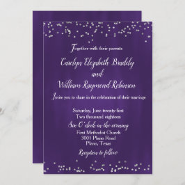 Rich Ultra Violet met Sparkles Wedding Invitation Kaart