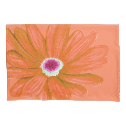 Rich Vibrant Red Flower Kussensloop (Voorkant-Links)