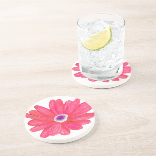 Rich Vibrant Red Flower Zandsteen Onderzetter (Zijkant)