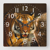 Rich Vibrant Tiger Vierkante Klok (Voorkant)