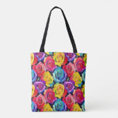 Rich watercolor rose print, floral pattern tote bag (Achterkant)