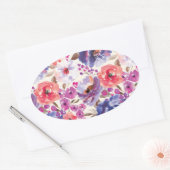 Rich Waterverf Flower Pattern Ovale Sticker (Envelop)