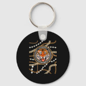 Rich Wild Tiger With Printed Gold Chains &amp; Dia Sleutelhanger (Voorkant)