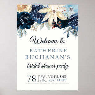 Rich Winter Blue Vrijgezellenfeest Welcome Sign Poster