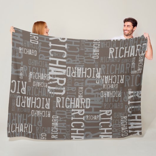 Richard aangepaste naam moderne typografie bruinac fleece deken (In situ)