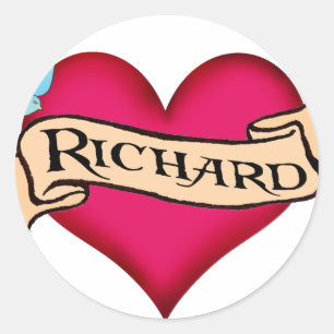 Richard - Custom Heart Tattoo T-shirts & cadeautje Ronde Sticker