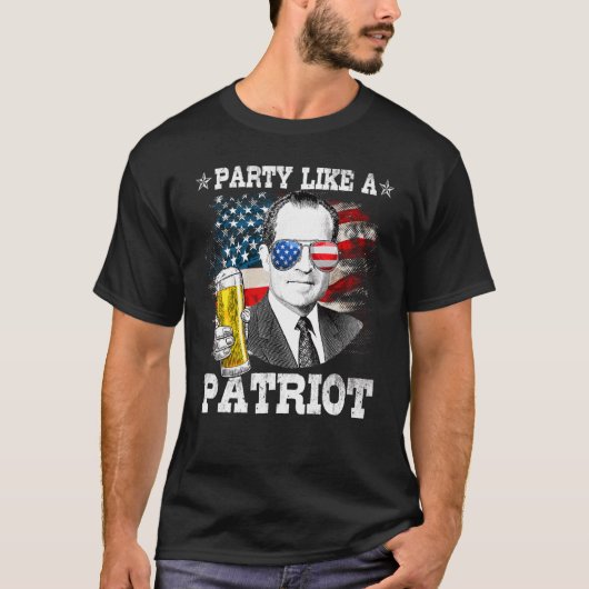 Richard M Nixon Party Like A Patriot 4th Of July T-shirt (Voorkant)