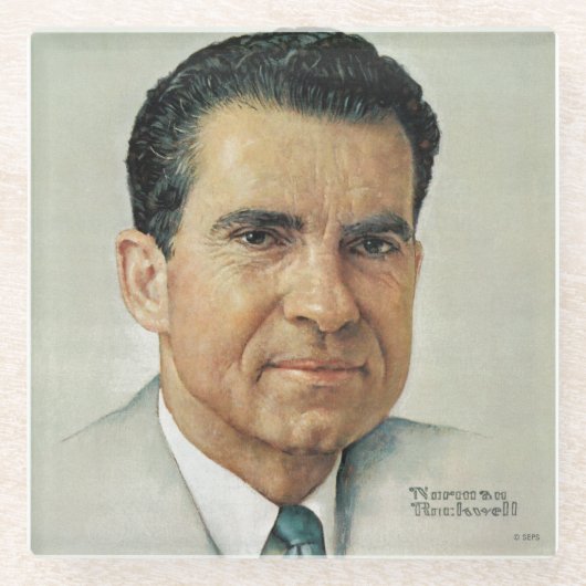 Richard Milhouse Nixon Glazen Onderzetter (Voorkant)