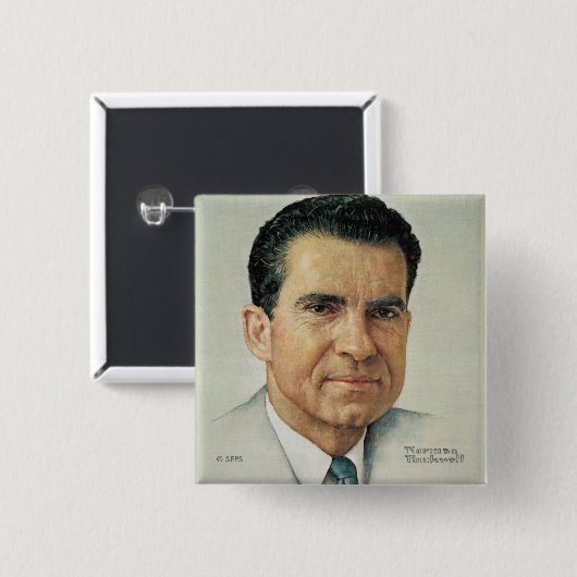 Richard Milhouse Nixon Vierkante Button 5,1 Cm (Voorkant /achterkant)