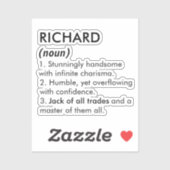 Richard name, Editable name, Custom name Sticker (Vel)