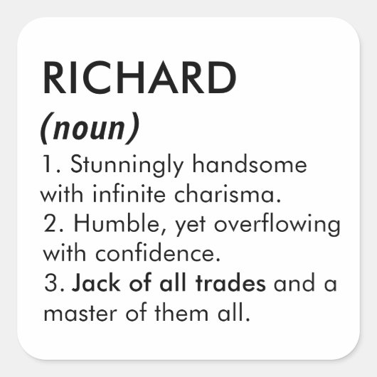 Richard name, Editable name, Custom name Vierkante Sticker (Voorkant)