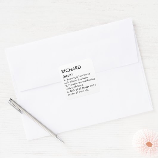 Richard name, Editable name, Custom name Vierkante Sticker (Envelop)