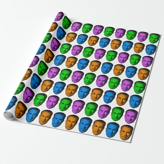 Richard Nixon in Levendige Kleur Cadeaupapier (Uitgerold)