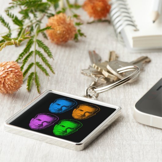 Richard Nixon in levendige kleuren Sleutelhanger (Zijkant)