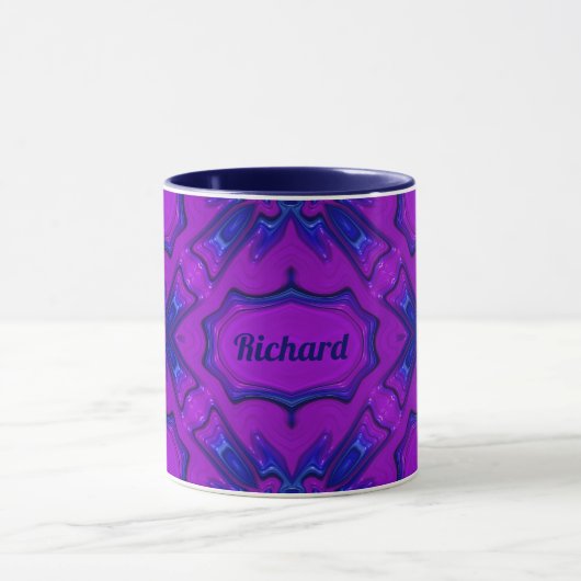 ~ RICHARD ~ Paars en Blue Fractal ~ Mok (Midden)