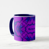 ~ RICHARD ~ Paars en Blue Fractal ~ Mok (Voorkant links)