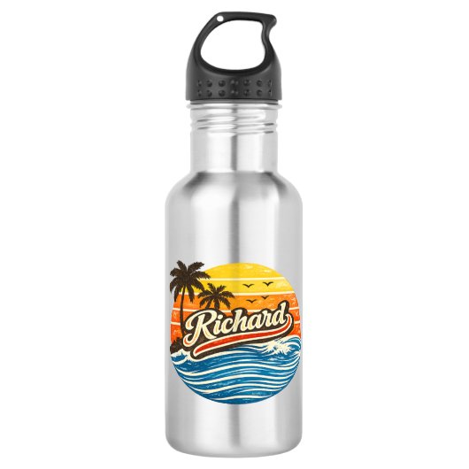 Richard Retro Sunset Name Design Waterfles (Voorkant)