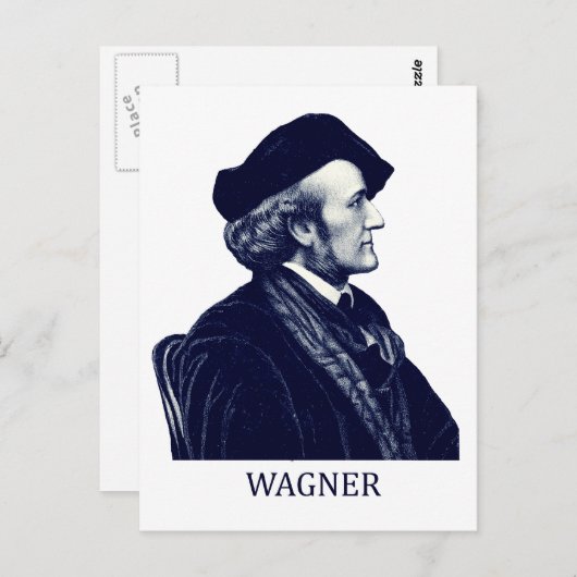 Richard Wagner, blauw Briefkaart (Voorkant / Achterkant)