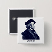 Richard Wagner, blauw Vierkante Button 5,1 Cm (Voorkant /achterkant)