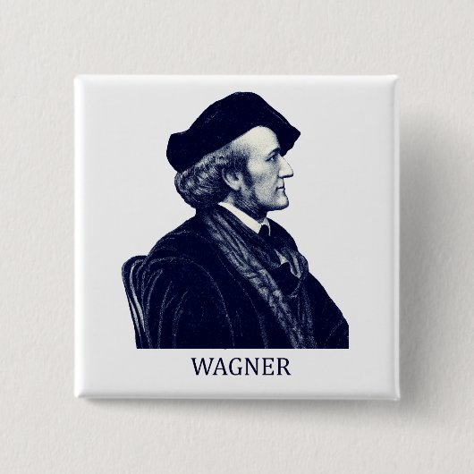 Richard Wagner, blauw Vierkante Button 5,1 Cm (Voorkant)