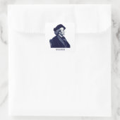 Richard Wagner, blauw Vierkante Sticker (Tas)