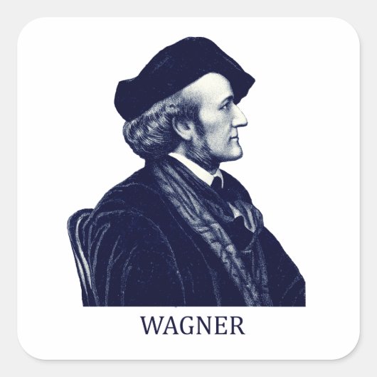 Richard Wagner, blauw Vierkante Sticker (Voorkant)