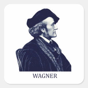 Richard Wagner, blauw Vierkante Sticker