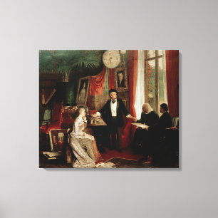 Richard Wagner met Franz Liszt en Liszt's dochter Canvas Afdruk