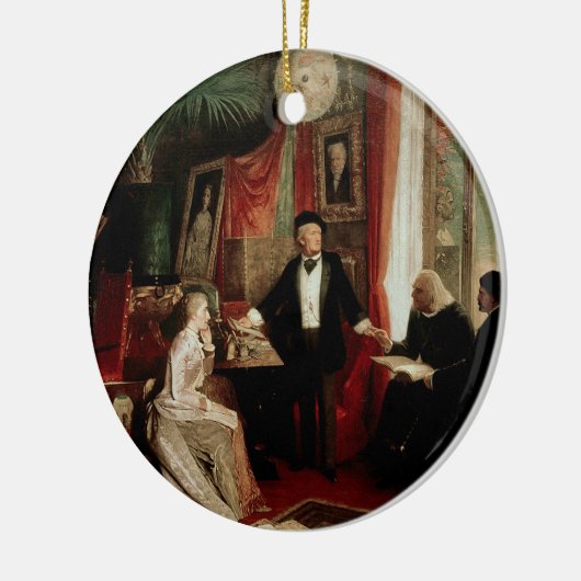 Richard Wagner met Franz Liszt en Liszt's dochter Keramisch Ornament (Links)