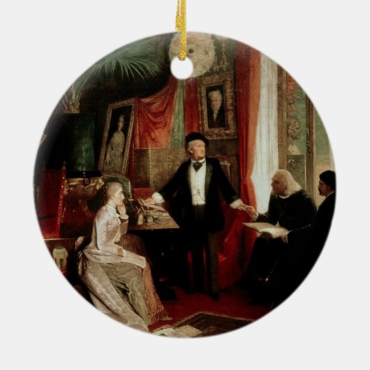 Richard Wagner met Franz Liszt en Liszt's dochter Keramisch Ornament (Achterkant)