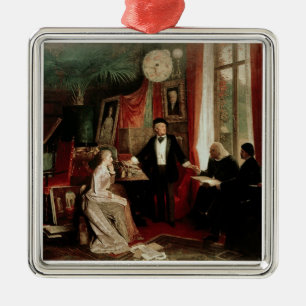 Richard Wagner met Franz Liszt en Liszt's dochter Metalen Ornament