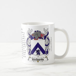 Richards Family Crest inclusief de Geschiedenis en Koffiemok