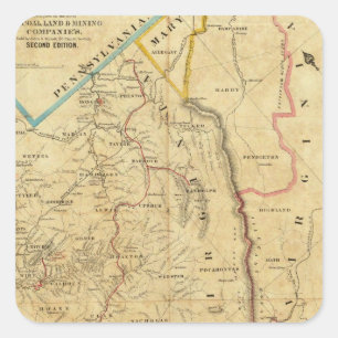 Richardson's Kaart van West Virginia Vierkante Sticker