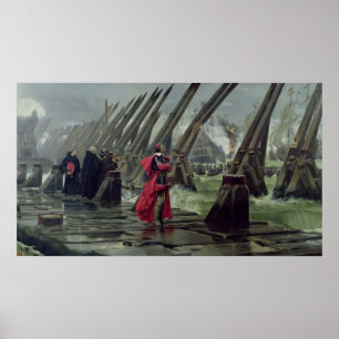 Richelieu op de muur van het zee in La Rochelle, 1 Poster