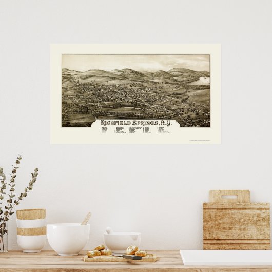 Richfield Springs, NY Panoramic Map - 1886 Poster (Keuken)