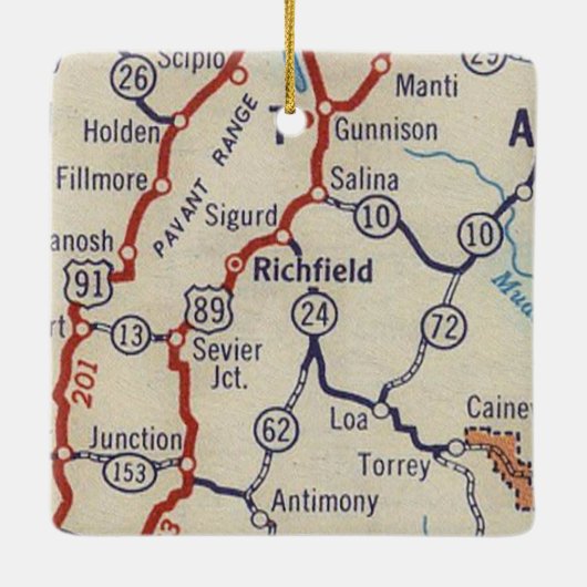 Richfield UT Map Keramisch Ornament (Achterkant)