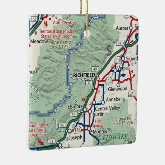 Richfield Utah Map Keramisch Ornament (Rechts)