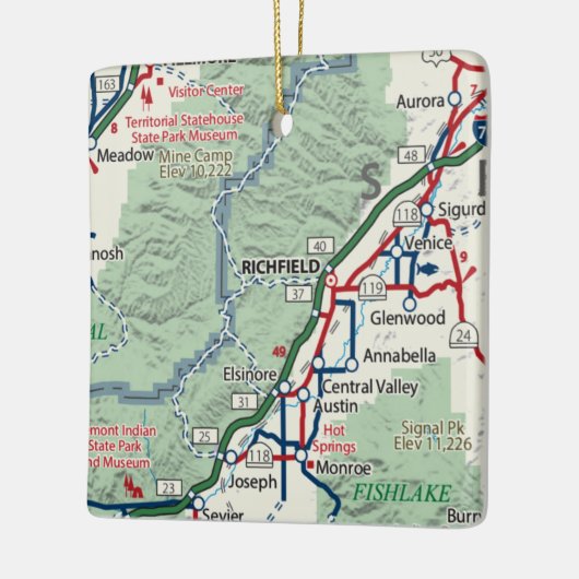 Richfield Utah Map Keramisch Ornament (Links)