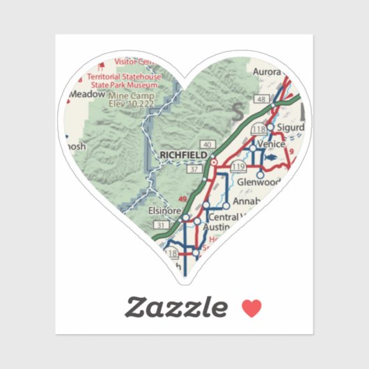 Richfield Utah Map Sticker (Vel)