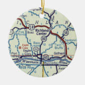 Richland Center WI Old Map Keramisch Ornament (Voorkant)