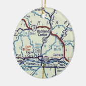 Richland Center WI Old Map Keramisch Ornament (Links)