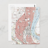 Richland Washington Map (1992) Briefkaart (Voorkant / Achterkant)