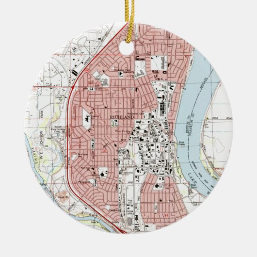 Richland Washington Map (1992) Keramisch Ornament (Voorkant)