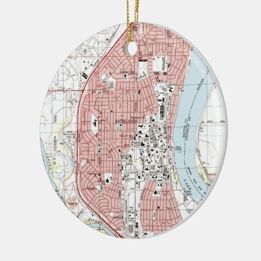 Richland Washington Map (1992) Keramisch Ornament (Links)