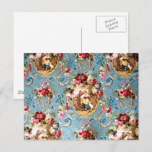 Richloom Fragonard Cornflower Blue Frans land  Briefkaart (Voorkant / Achterkant)