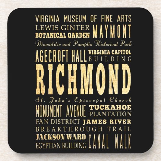 Richmond City if Virginia Typography Art Drankjes Onderzetter (Voorkant)