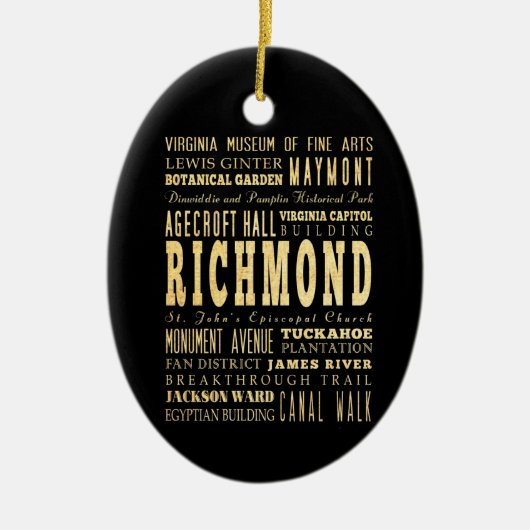 Richmond City if Virginia Typography Art Keramisch Ornament (Voorkant)