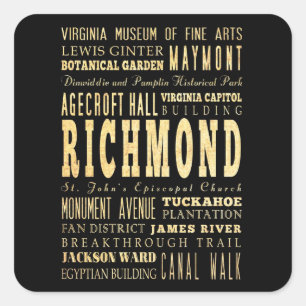 Richmond City of Virginia Typography Art Vierkante Sticker