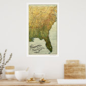 Richmond & Danville Railroad Map 1893 Poster (Keuken)