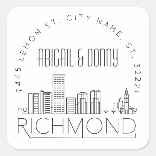 Richmond Destination Wedding Square Sticker (Voorkant)